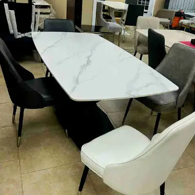 Stylish White Marble Dinning Table With Chairs , View more