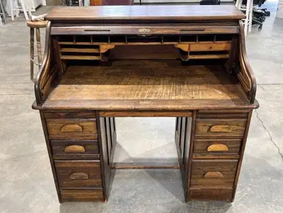 Antique Oak Roll Top Desk, View more