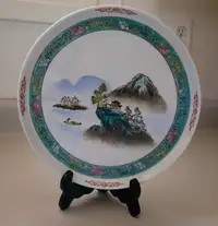 Vintage Chinese Porcelain Famille Rose Temple/ Landscape Plate
