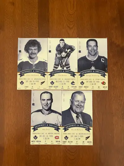 $25 Each or $100 for the set of 5 98-99 stubs Cash only Pick up only Parklawn and the Queensway