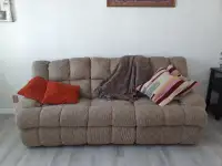 Sofa reclining beige upholstery