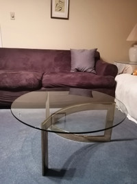 Round brass and glass table