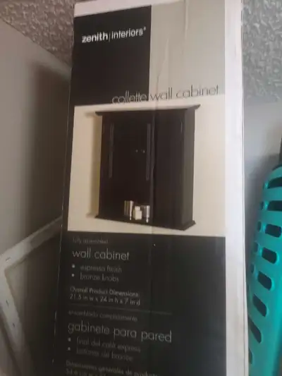 **Brand new in box** zenith interiors" collette wall cabinet fully assembled wall cabinet espresso f...