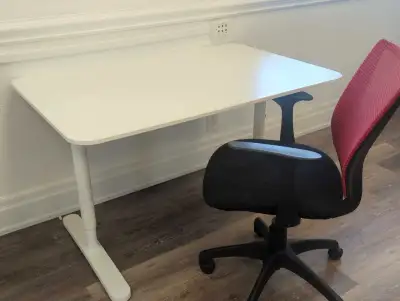 White Ikea desk and chair, View more
