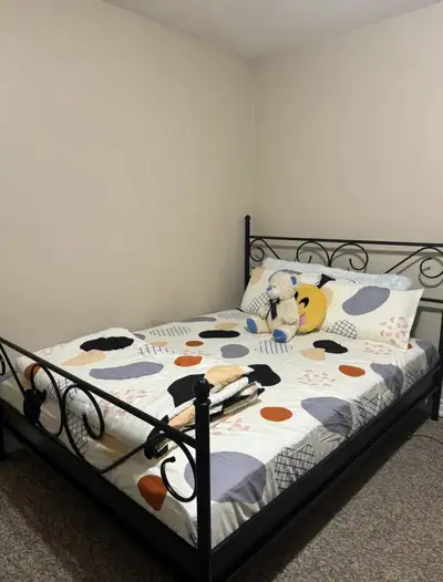 Queen size bed frame- price is negotiable, View more