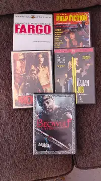 5 DVD's Fargo/Beowulf/Italian Job/Pulp Fiction/Once Upon a time