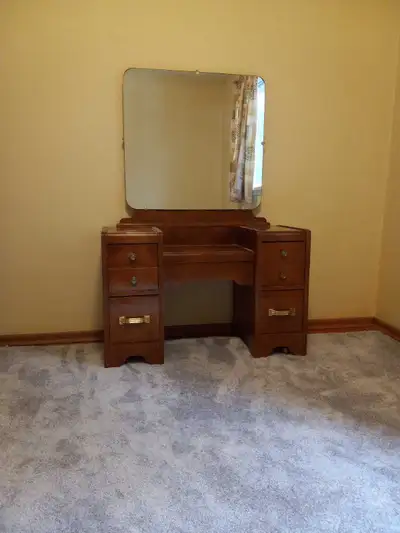 Antique dressing table with mirror, View more