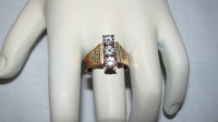 14K Yellow & White Gold Diamond Trinity Ring Sz. 4.5 15 Diamonds