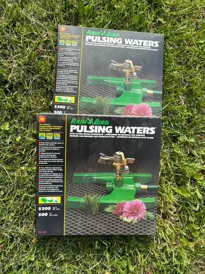 ( 3 ) NEW IN BOX LAWN & GARDEN SPRINKLERS. BRASS HEADS ( made to last) 2 distance adjustment control...