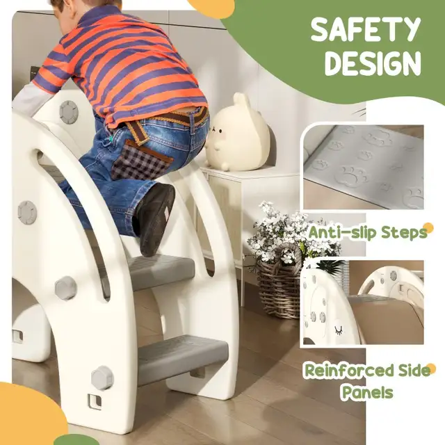 Qaba 3 in 1 Toddler Slide with Basketball Hoop, Climber, for 1-3 in Toys in Markham / York Region - Image 5