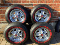 1965 Mustang Styled Steel wheels with new redline tires