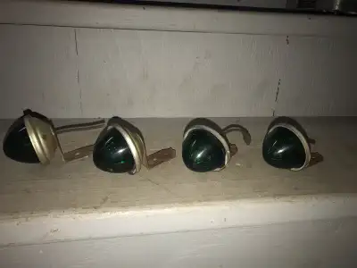 4 IDENTICAL VINTAGE GREEN CAR LIGHT MOUNTS, View more