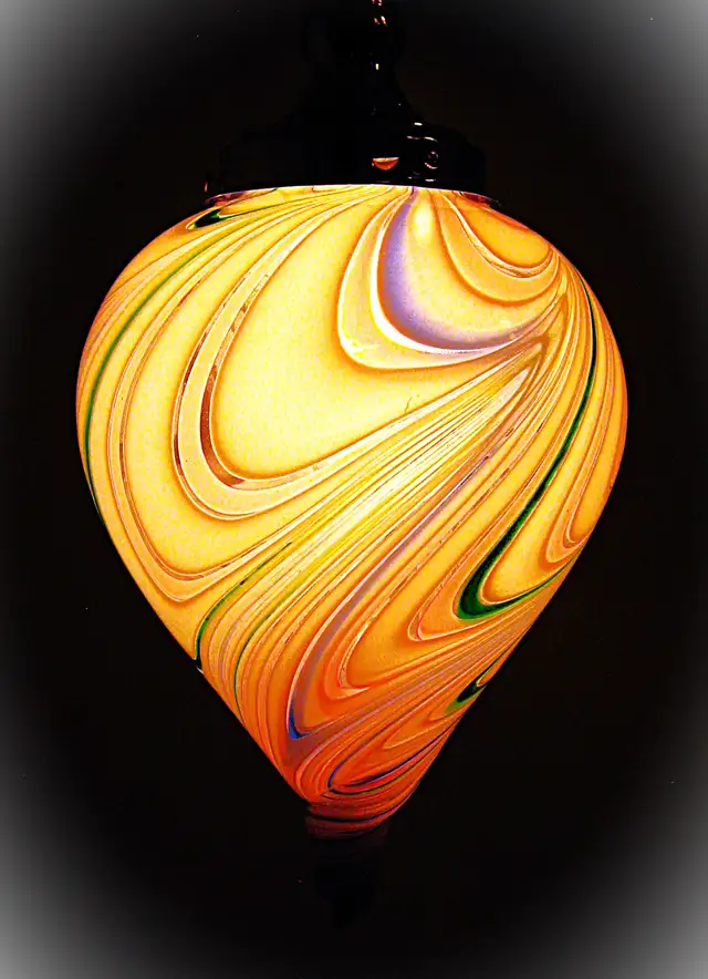 Vintage MCM Murano Multicolor Swirl Glass Pendant Light in Indoor Lighting & Fans in City of Toronto - Image 5
