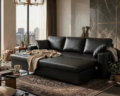 Black Leather Sofa Bed, View more