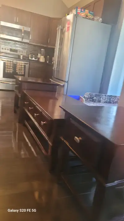 An antique Set of 3 matching living room  stand set furniture., View more