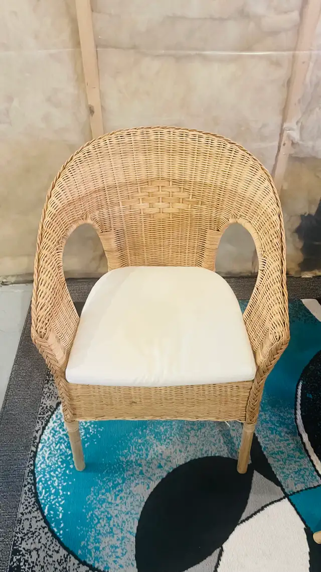 4 IKEA AGEN Rattan Chairs + GAMLEHULT Storage Stool in Chairs & Recliners in Calgary - Image 5