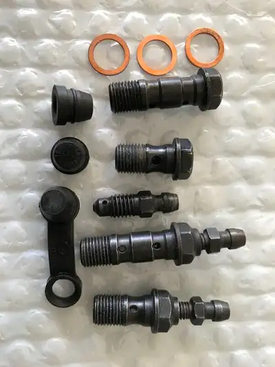 Factory original ducati Brembo double banjo bolts M10 x 1.0 bleeders M6 x 1.0 strong Steele don’t st...