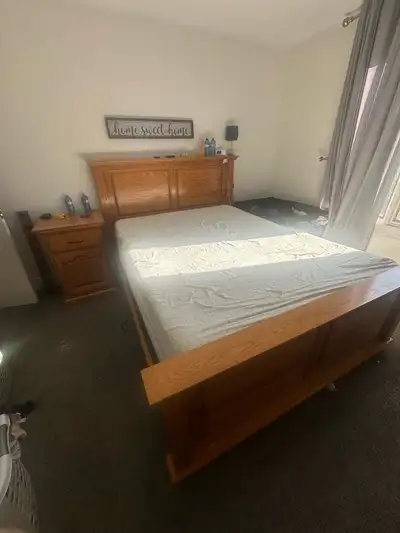 Solid Hardwood Queen Bed and Side Tables , View more