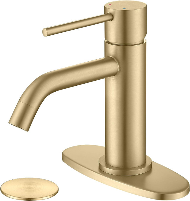 Brushed Gold Bathroom Faucet Single in Plumbing, Sinks, Toilets & Showers in Gatineau - Image 4