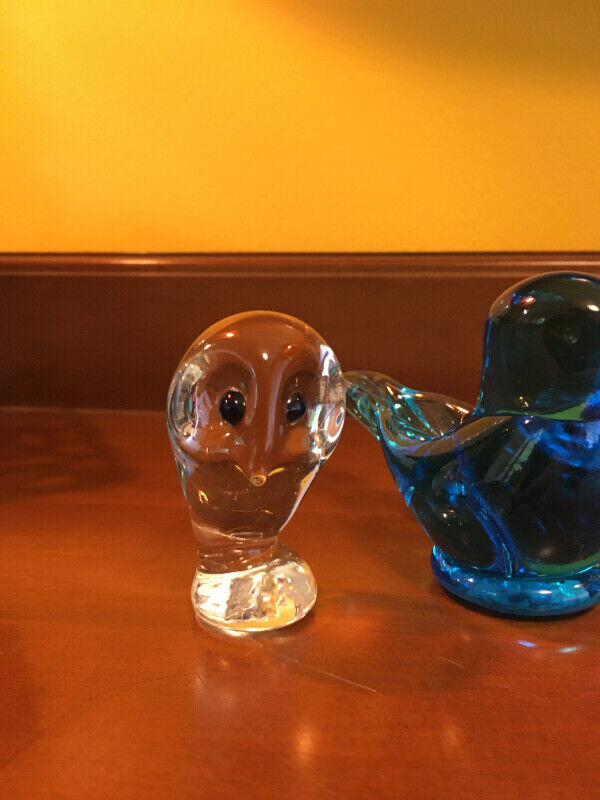 Vintage Glass Collection 3 Blue Birds Owl Dove Décor Figurines in Arts & Collectibles in Oshawa / Durham Region - Image 4