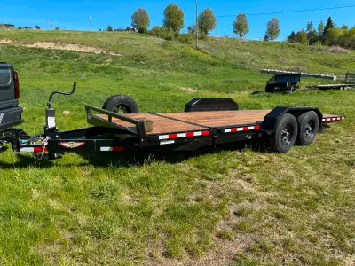 2023 H&H 7x22 GTL Hyd Tilt Trailer, 4’ stationary 18’ tilt, 7000lb axles, Elec Brakes, trailer is li...