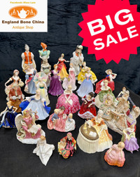 Huge collection of vintage England Bone China Royal Doulton Figu