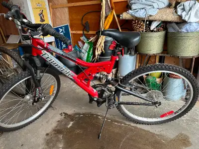 Red Triumph bicycle. Excellent condition. 27” from bottom of seat to the ground.