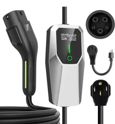 This is a level 2 EV charger compatible with all electric vehicles, in new condition. It features a...