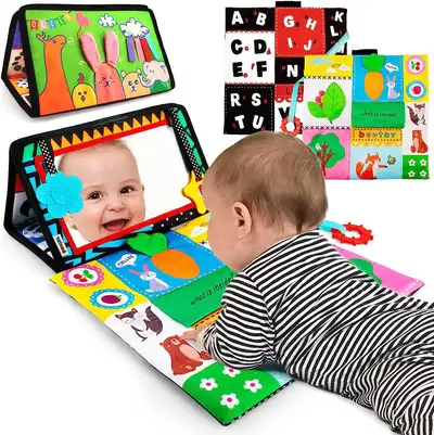 NEW IN PACKAGING.- MORE THAN 1 AVAILABLE 【BABY DEVELOPMENT TOYS】Tummy time floor mirror has patterns...