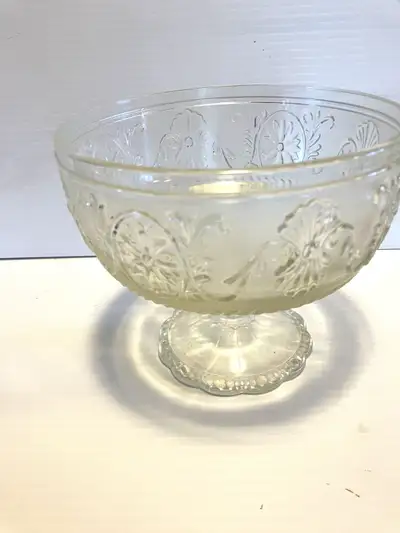 Pressed Glass Flower Medallions Vines PEDESTAL COMPO, View more