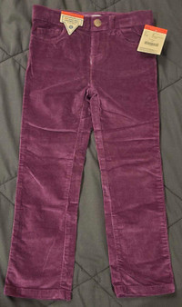 NEW! Girls Oshkosh Purple Corduroy Pants! Size 4T