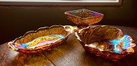 Vintage carnival glass candy dishes