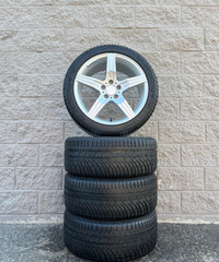 (85%) 4x 245/40R18 Michelin Winters w/ Replica (MB C300) Rims