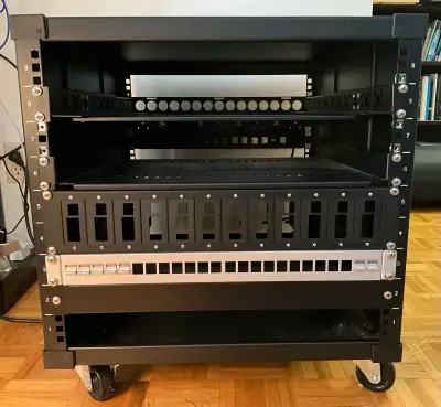 StarTech 9U Portable Server Rack with keystone jacks and shelves, View more