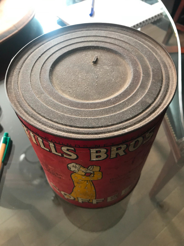 #4 - Large size Coffee Tin - Hills Bros Large Tin - $40.00 - Gre in Arts & Collectibles in Charlottetown - Image 2