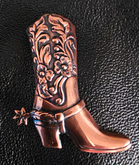 Brooch, cute copper cowboy boot