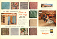 1955 two-page color ad for Bigelow Carpets w Lucille Ball