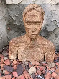 Vintage Decorative Female Sculpture Bust Clay Garden Art Lady