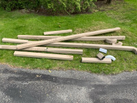 Free 3*4 inch gutters (used), and 3 4*4 treated wood posts
