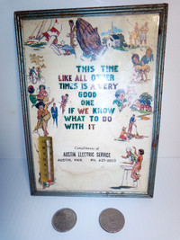 1960s Compliment of Austin Electric Service Manitoba Thermometer
