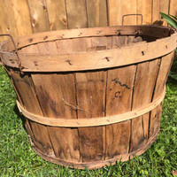 Vintage Wood Slat Apple Basket