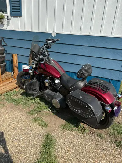 2017 Harley Davidson Dyna Street Bob in sparkle red paint with flames. 103 engine with stage one add...