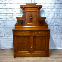Magnificent Antique Solid Oak Sideboard Cabinet