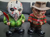 Rare Morbid Enterprises Freddy and Jason Lawn Gnome Statues