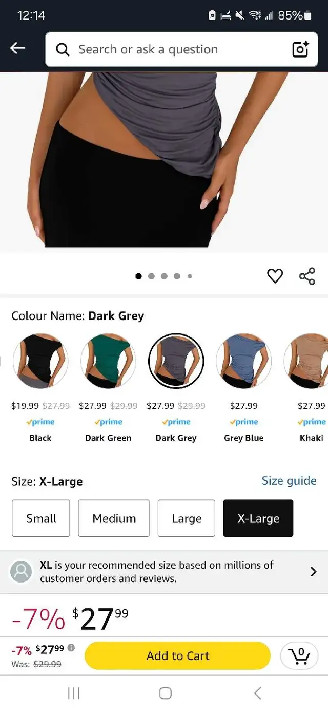 Brand New Grey Asymmetrical Rushed Top sz XL in Women's - Tops & Outerwear in Winnipeg - Image 4