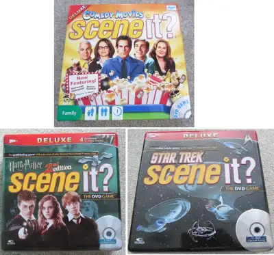 Scene It? - Deluxe Comedy Movies, Star Trek or Harry Potter Tin, View more