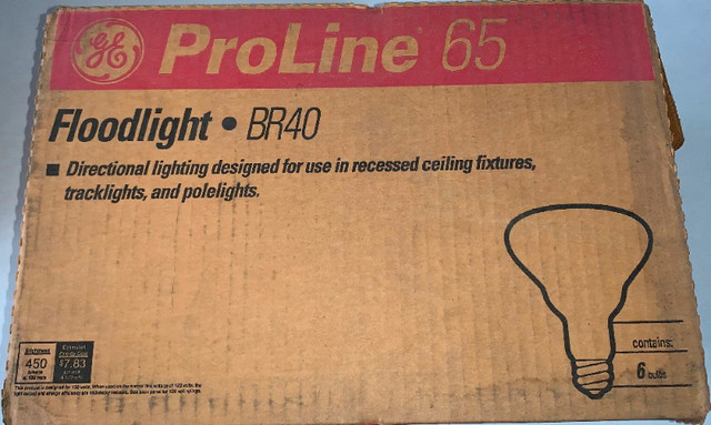 GE ProLine 65BR40/FL 65w 130v Flood Lamp (new) in Indoor Lighting & Fans in Strathcona County - Image 3
