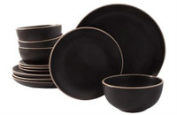 Gibson Home Rockaway Round Dinnerware Set 12 Pc Black