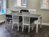 Dining Table with 4 Chairs + 1 with broken back + Table Cloth