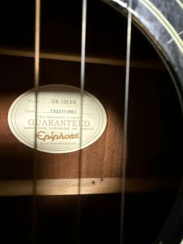 Epiphone Songmaker DR-100 Acoustic Guitar - Ebony in Guitars in Guelph - Image 3